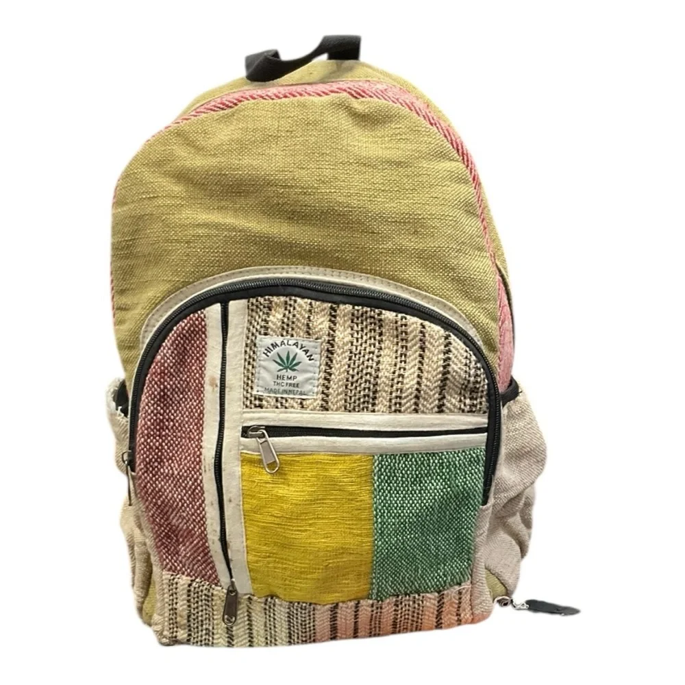🔥 Hemp Festival Backpack 🌿 Boho Patchwork Bag Travel Rasta Style